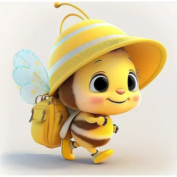 Diamantové malování 5D diamantové malování, Včelka s batohem, 30x30 cm