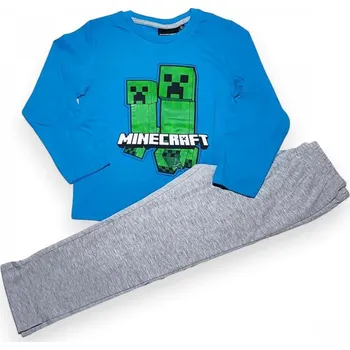 Dívčí pyžamo Minecraft Creepers modré/šedé
