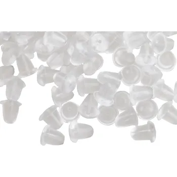 Náušnice Pro Háčkování Náušnicová zarážka 4 mm silikonová čirá, 20 ks