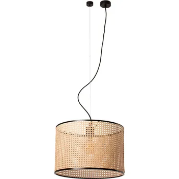 FARO MAMBO závěsné svítidlo, černá/ratan, pr.450 - FARO FARO 64314-49