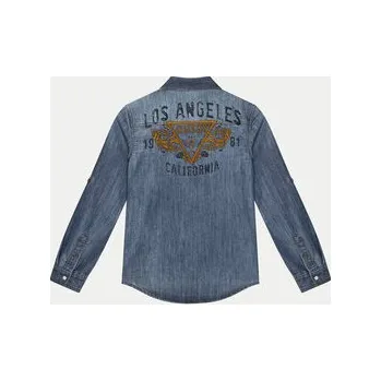 Pánská móda Guess džínová košile L5RH00 D4UE0 Tmavomodrá Regular Fit 14Y