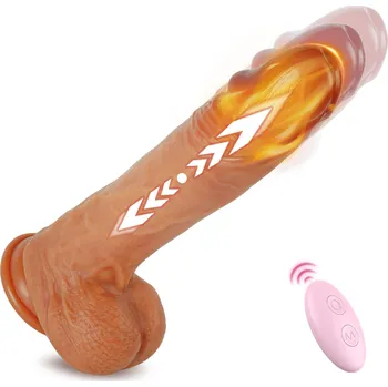 Vibrátor SuperLove Realistic Thrusting & Heating 3in1 Silicone Dildo with Remote Flesh