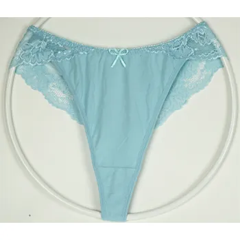 Kalhotky RITA Dámská bavlněná tanga s krajkou Velikost: XL, Barva: modrá