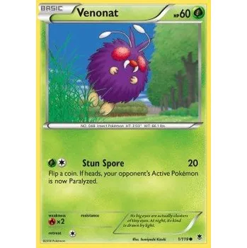 Sběratelská karetní hra Pokémon PHF 001/119 Venonat - Phantom Forces Stav: Excellent, Verze: NORMAL