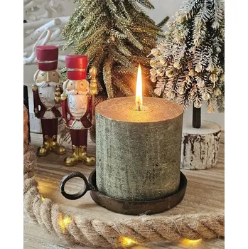 Svícen Mosazný antikový svícen - na válcové svíčky