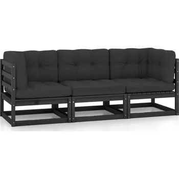 Zahradní pohovka Nábytek XL 3místná zahradní pohovka s poduškami masivní borovice 3076373