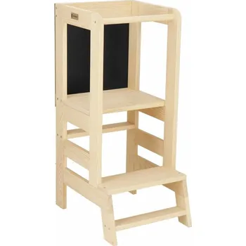 Stolička Dětská stolička s křídovou tabulí SPRINGOS LEARNING BOARD přírodní