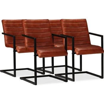 vidaXL Jídelní židle 4 ks hnědé pravá kůže