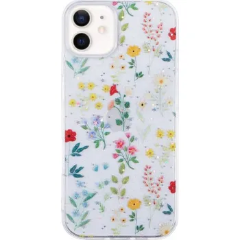Pouzdro na mobilní telefon Třpytivý transparentní kryt pro iPhone 12 / 12 Pro - rozkvetlá louka