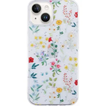 Pouzdro na mobilní telefon Třpytivý transparentní kryt pro iPhone 13 mini - rozkvetlá louka