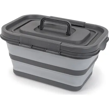 Úložný box 4Home Skládací silikonový úložný box s víkem Storage 17 l šedá
