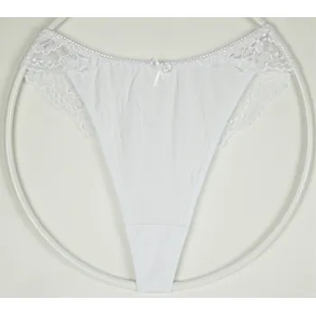 Dámské spodní prádlo RITA Dámská bavlněná tanga s krajkou Velikost: L, Barva: bílá