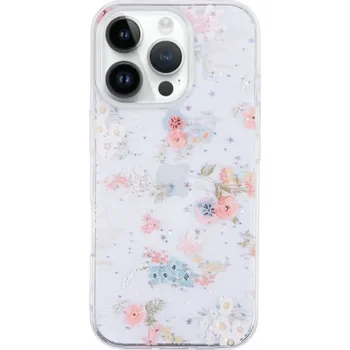 Pouzdro na mobilní telefon Třpytivý transparentní kryt pro iPhone 14 Pro - květiny