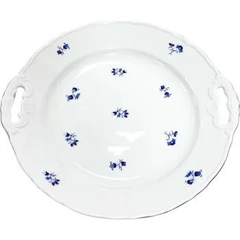 Talíř Český porcelán, a.s., Dubí Talíř koláčový, 28 cm, modrá házenka, porcelán Dubí