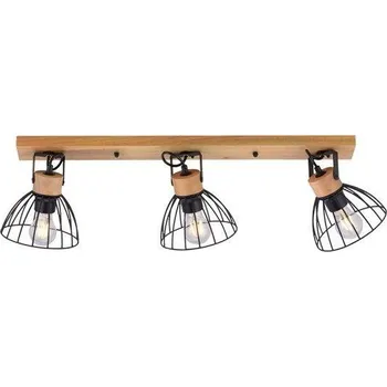 Bodové svítidlo JUSTLIGHT LAMI LED stropní svítidlo 3 ramenné, dřevo, černé kovové stínítko, otočné - LEUCHTEN DIREKT / JUST LIGHT LD 11418-18