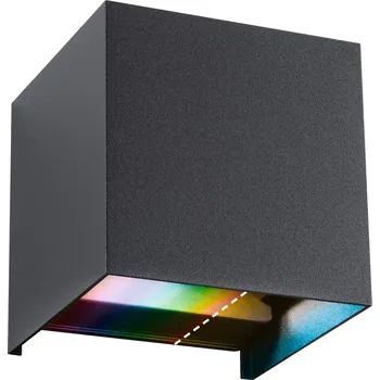 Venkovní osvětlení PAULMANN Domovní LED venkovní nástěnné svítidlo Smart Home Zigbee Cybo IP44 hranaté 100x100mm RGBW 2x2,5W 230V antracit hliník - PAULMANN P 94847