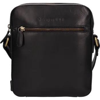 Pánská aktovka Pánská kožená taška přes rameno Bugatti Orion - černá