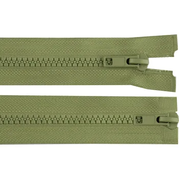 Zip kostěný No 5 dělitelný 2 jezdce / dvoucestný 100 cm bundový, barva 263 zelená khaki