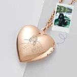 Řetízek otevírací medailonek na fotku - RŮŽOVÉ SRDCE