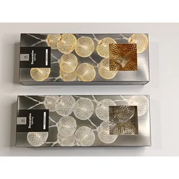 Vánoční dekorace Dekorativní LED světelný řetěz s kovovými koulemi stříbrný řetěz