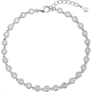 Oblečení a móda Stříbrný náramek řetízek osázený kulatými zirkony bílý 13027.1 crystal