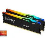 Kingston FURY Beast Black RGB DDR5 32GB 6000MT/s CL30 DIMM (2x16GB) EXPO/XMP (KF560C30BBEAK2-32) Černá