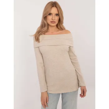 Dámský svetr Elegantní svetr s volnými rameny Italy Fashion béžový EU velikost: Univerzální