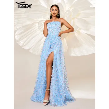 Dámské šaty Originální dlouhé šaty na společnost LC10101 Barva: Modrá, Velikost: S