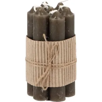 Svíčka Sada 7ks zelená úzká krátká svíčka - Ø 2 x 12cm