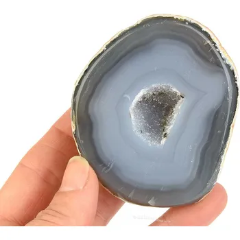Přírodní kámen Achát geoda šedá s dutinou 203g (Brazílie)