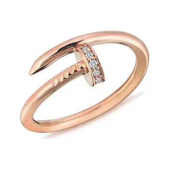 Prsten Lillian Vassago Prsten hřebík se zirkony, růžové zlato LLV98-GR070R Velikost prstenu: 55
