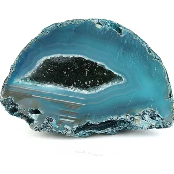 Přírodní kámen Achát geoda barvená tyrkys s dutinou 93g (Brazílie)