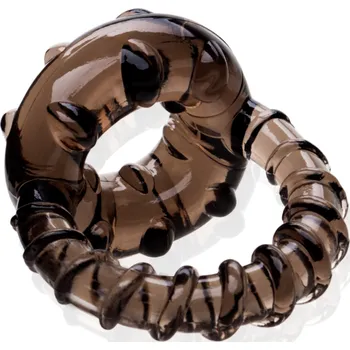 Návlek na penis LOLO kroužek na penis s vroubky a očkem na varlata