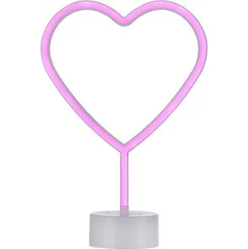 Lampička JUSTLIGHT NEON-HERZ LED stolní lampa růžová srdce na baterie s vypínačem, dekorativní svítidlo - LEUCHTEN DIREKT / JUST LIGHT LD 85028-87
