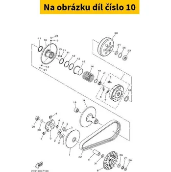 Motor pro motocykl Yamaha Zadní plovoucí polořemenice N-Max 15-20 2DPE76700000