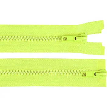 Zip kostěný No 5 dělitelný 2 jezdce / dvoucestný 75 cm bundový, barva 229 žlutá neon