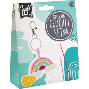 Háčkovaný přívěsek na klíče - duha