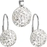 Sada šperků s krystaly Swarovski náušnice a přívěsek bílé kulaté 39086.1