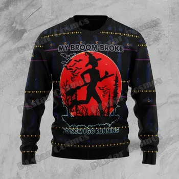 Dámský svetr Svetr s potiskem dýně a kostra Halloween 3D CS445 Velikost: 4XL, Barva (Varianta): Svetr 3