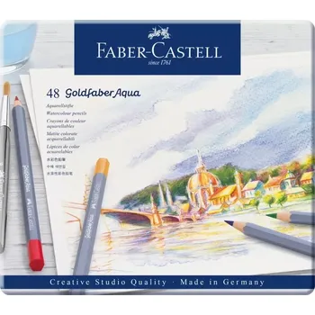Kresba Akvarelové pastelky Faber-Castell Goldfaber sada 48 barev v plechové krabičce