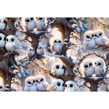 Teplákovina nepočesaná Bílé sovičky v zimě