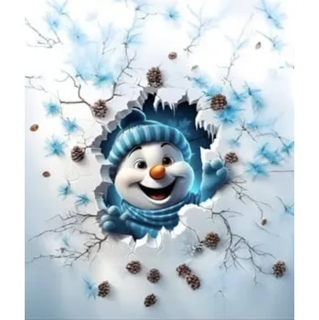 Panel - Teplákovina- Sněhulák a šišky 50x45cm