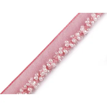 Polyesterová paspulka / kédr s rokajlem šíře 15 mm, barva 5 pudrová