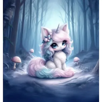 Panel - Teplákovina- Chlupatý jednorožec 50x45cm