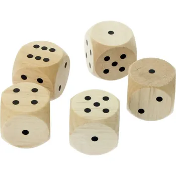 Hrací kostka Dřevia Velké dřevěné hrací kostky, 5 ks
