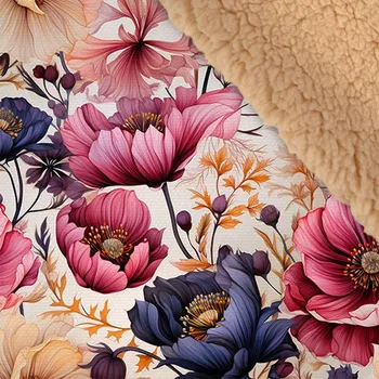 Zimní softshell s béžovým beránkem premium 20000 / 10000 květiny tmavé 86