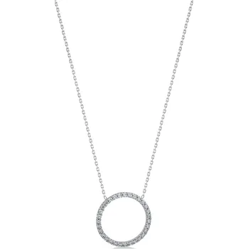 Náhrdelník Lillian Vassago Elegantní náhrdelník s kroužkem a zirkony z bílého zlata LLV82-GN001W varianty: 42cm + 3cm
