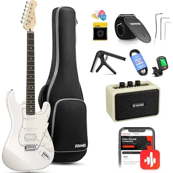 Kytara DONNER DST-152 Electric Guitar with Amplifier,Bag,Capo,Strap,String,Tuner,Cable and Pick
