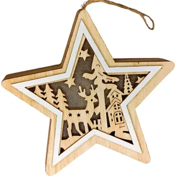 Vánoční dekorace Svítící dřevěná hvězda