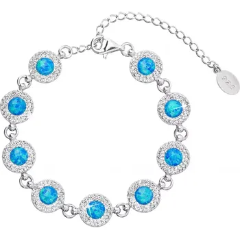 Náramek Stříbrný náramek se syntetickým opálem a krystaly Preciosa modrý 33105.1